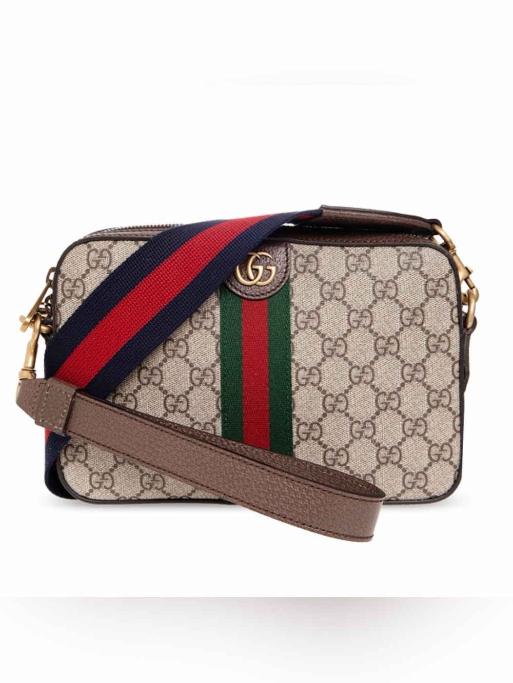 GUCCI Ophidia GG web stripe crossbody bag wristlet